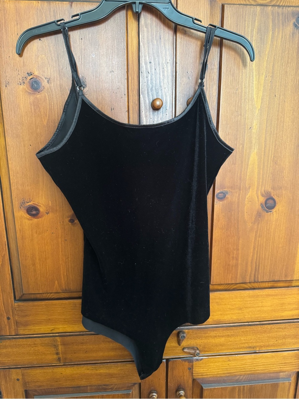 Harlowe & Graham Size Small Black Stretch Velvet Camisole Open Back Bodysuit.EUC